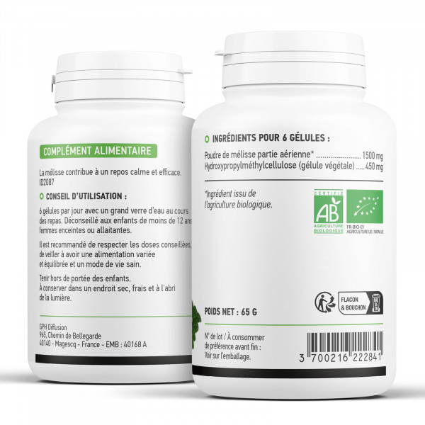 Mélisse Bio - 250 mg - 200 Gélules Végétales