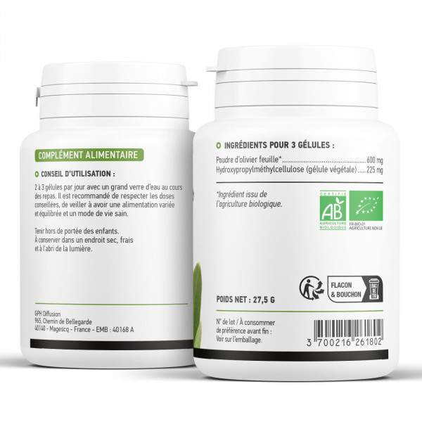 Olivier feuille biologique 200 mg