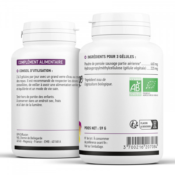 Pensée sauvage bio 200 gelules végétales à 220mg