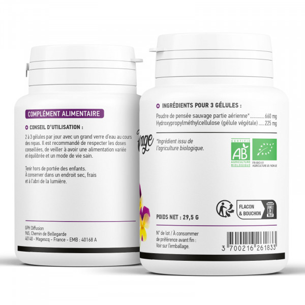 Pensée sauvage bio 200 gelules végétales à 220mg