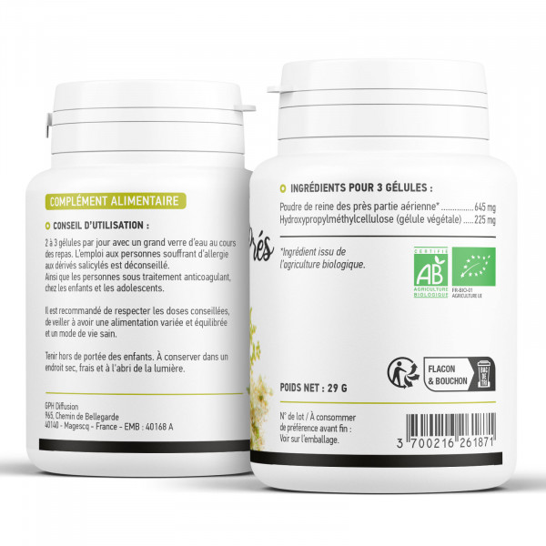 Reine des Prés Bio - 215 mg - 200 gélules végétales