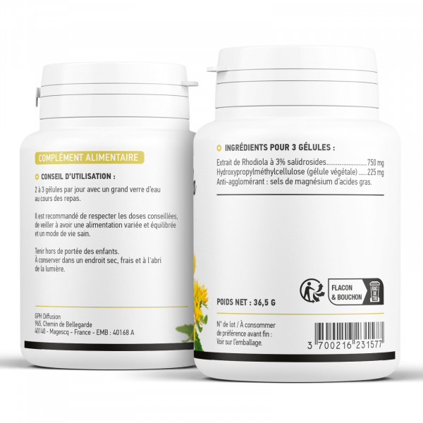 Rhodiola Rosea Extrait 250MG - 100 gélules Végetales