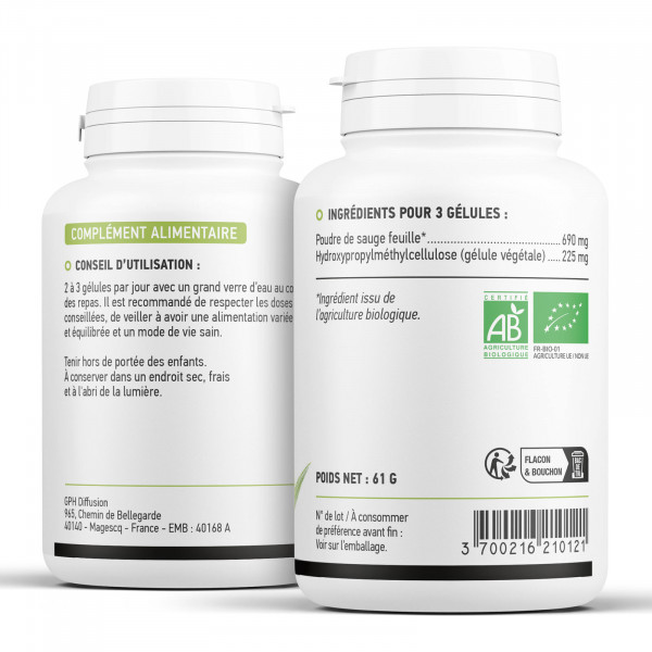 Sauge feuille biologique 230 mg