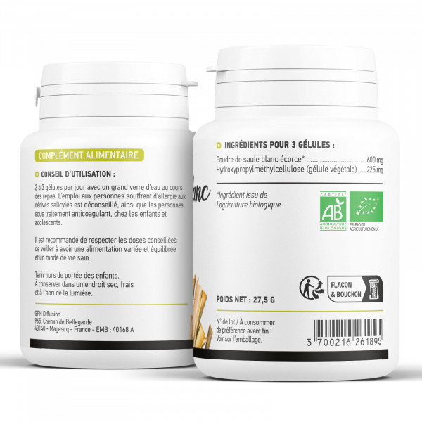 Saule Blanc Bio - 200 gélules végétales