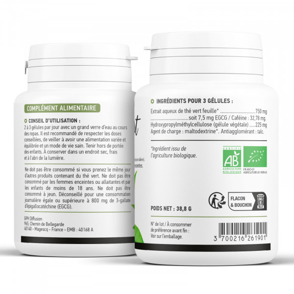 thé vert 200 gélules végétales à 250mg
