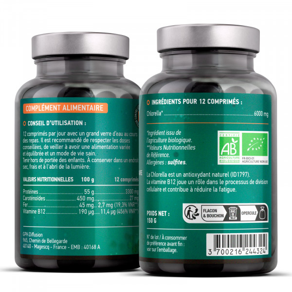 Chlorella Bio - 500 mg - 300 comprimés