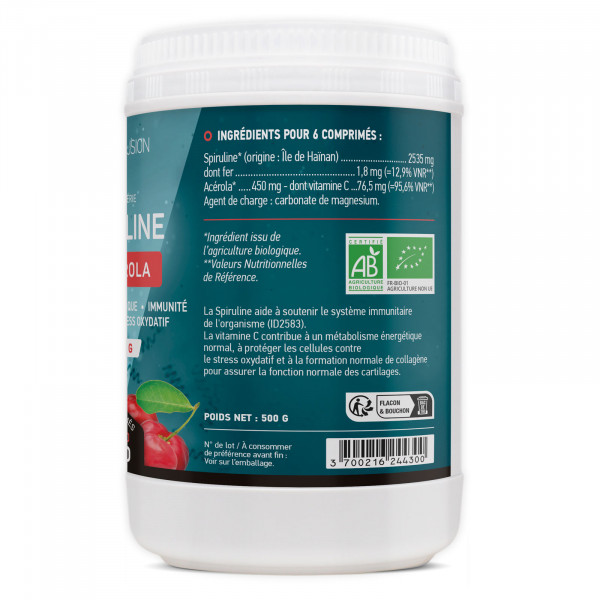 SPIRULINE + ACEROLA BIO - 498mg - 300 comprimés