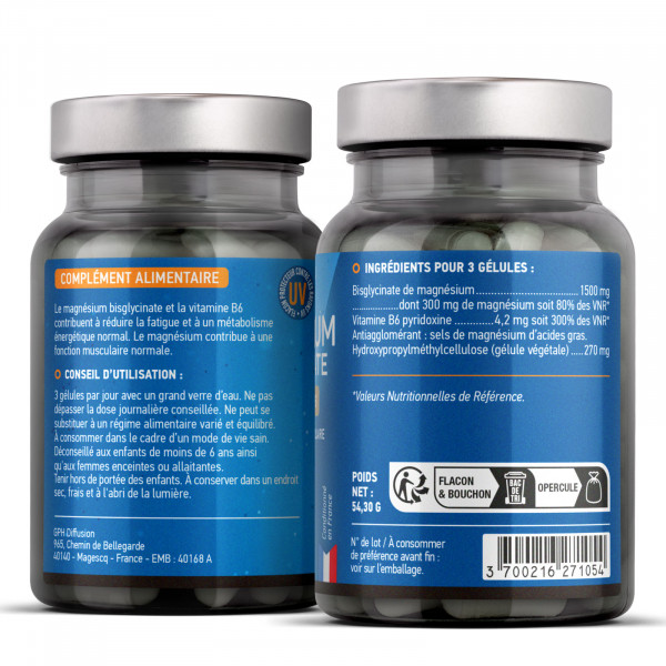 Magnésium Bisglycinate + Vitamine B6 - 500 mg