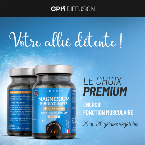 Magnésium Bisglycinate + Vitamine B6 - 500 mg