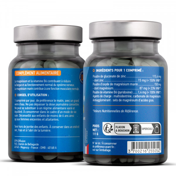 Magnésium + Zinc + B6 - 200 Comprimés