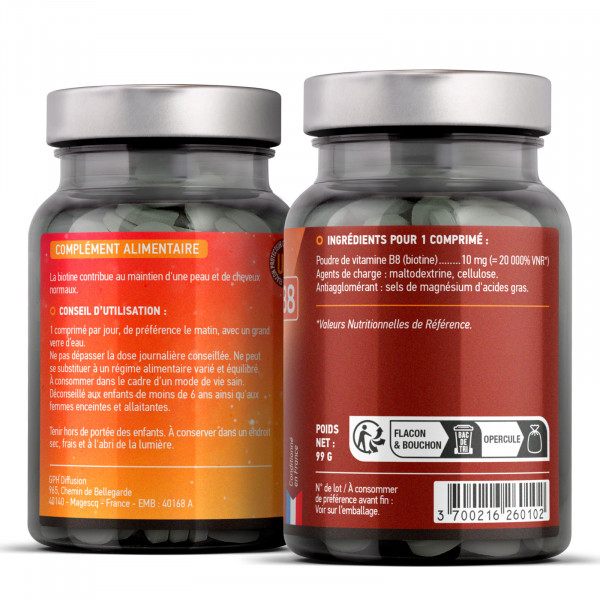 Vitamine B8 Biotine 10 000 µg 365 comprimés