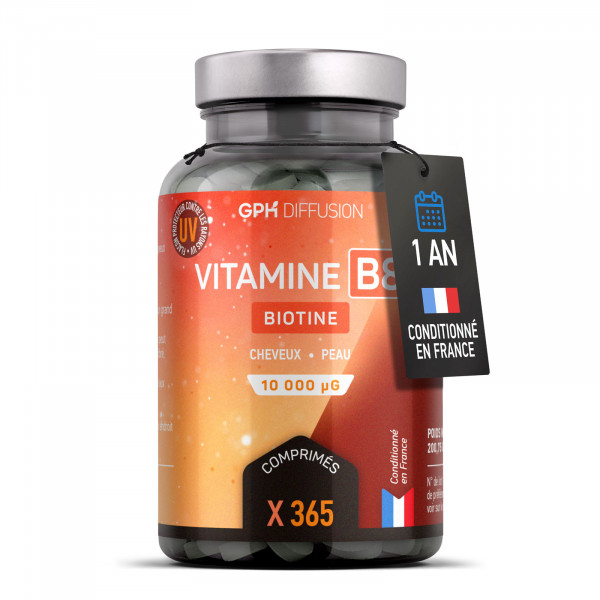 Vitamine B8 Biotine 10 000 µg 365 comprimés