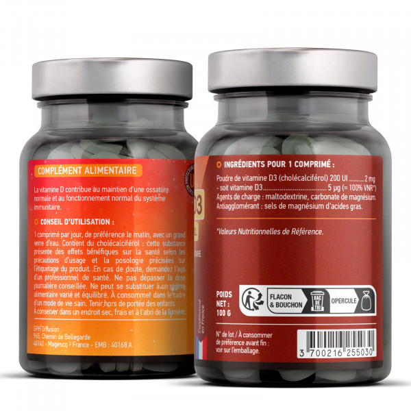 Vitamine D - 5 ug - 200 Comprimés