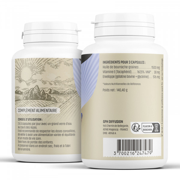 Bourrache - 500 mg - 200 capsules - Herbes & Plantes
