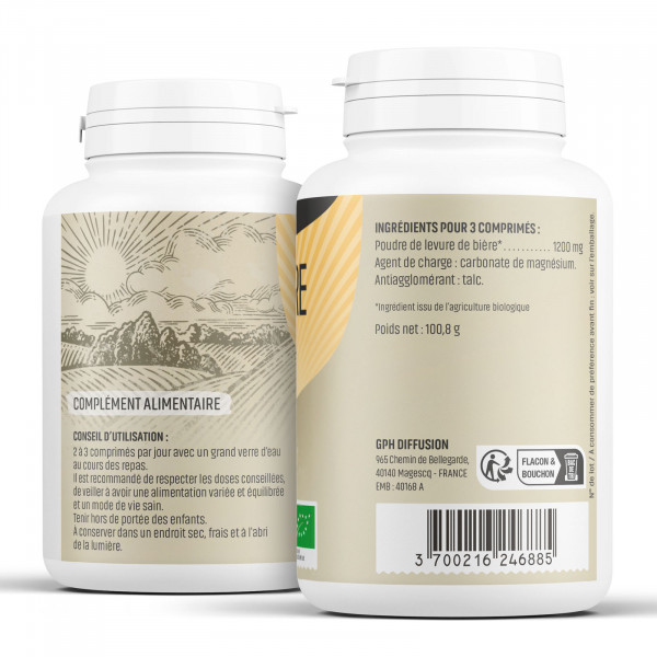 Levure de bière Bio - 400 mg - 200 comprimés - H&P