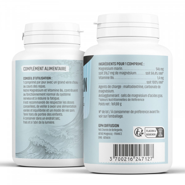 Magnésium marin + Vitamine B6 - 548 mg - comprimés - H&P