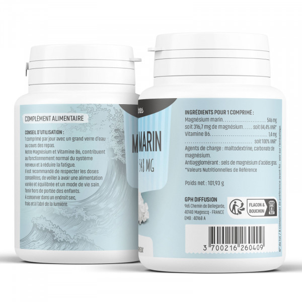 Magnésium marin + Vitamine B6 - 548 mg - comprimés - H&P