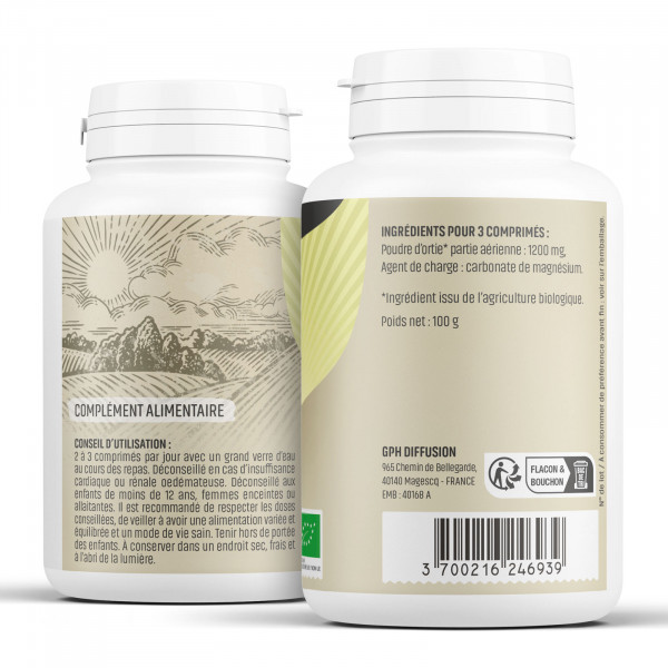 Ortie feuille Bio - 400 mg - 200 comprimés - H&P
