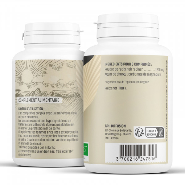 Radis noir Bio - 400 mg - 200 comprimés - H&P