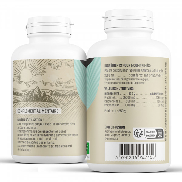 Spiruline Bio - 500 mg - comprimés - H&P