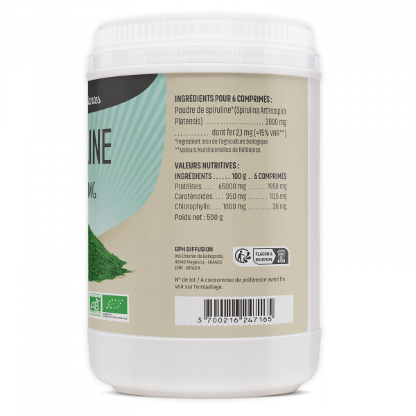 Spiruline Bio - 500 mg - comprimés - H&P