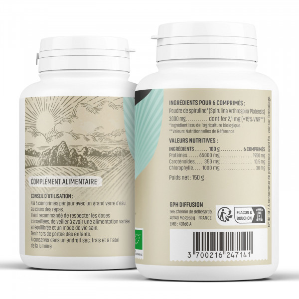 Spiruline Bio - 500 mg - comprimés - H&P