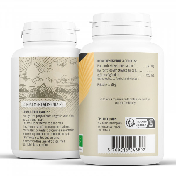 Gingembre Bio - 250 mg - Gélules végétales