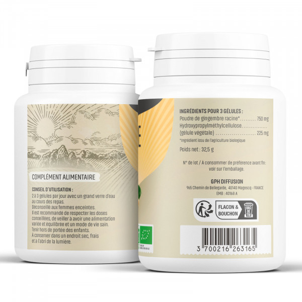 Gingembre Bio - 250 mg - Gélules végétales