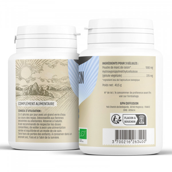 Marc de raisin Bio - 360 mg - Gélules végétales