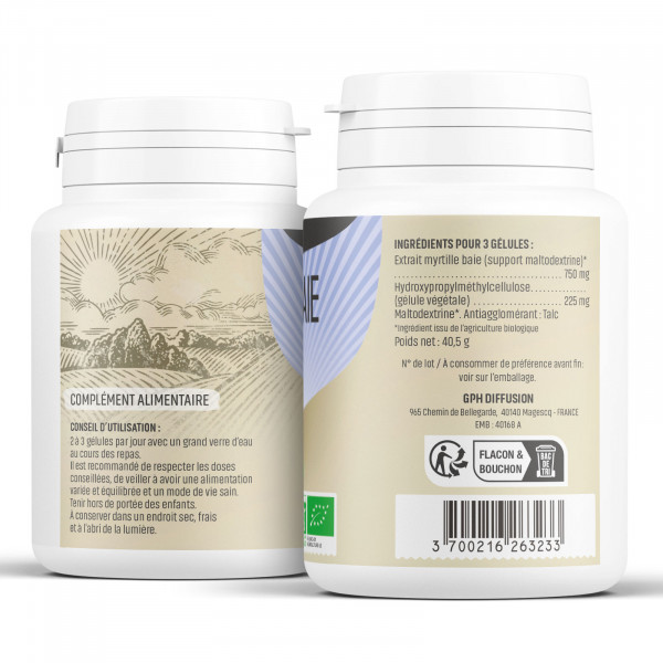 Myrtille baie Bio - 250 mg - Gélules végétales