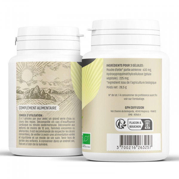 Ortie feuille Bio - 210 mg - Gélules végétales