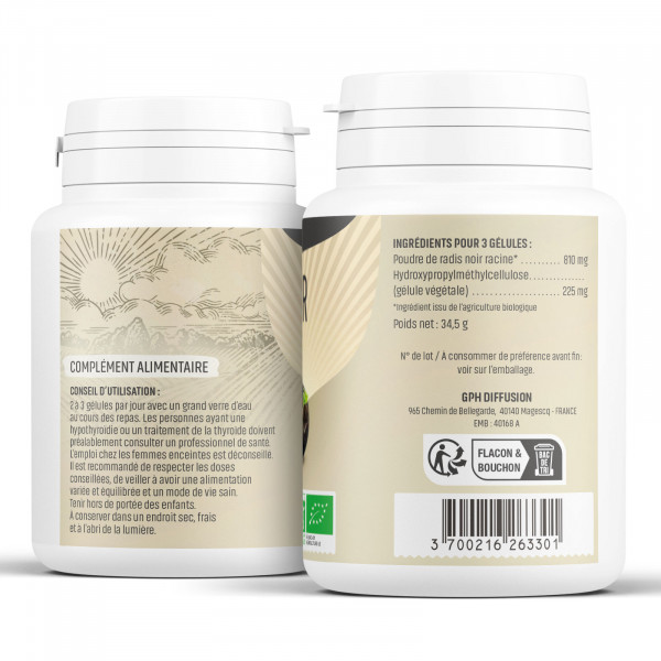 Radis noir Bio - 270 mg - Gélules végétales