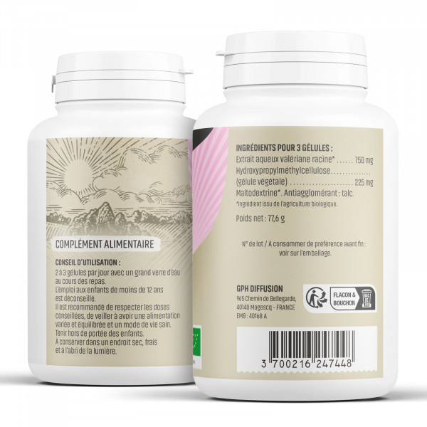 Valériane Bio - extrait aqueux - 250 mg - Gélules végétales