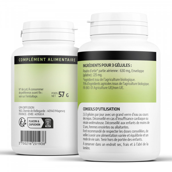 Ortie Bio (Feuille) - 200 gélules - 210mg