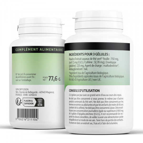 Thé Vert 250mg - Gélules ecocert