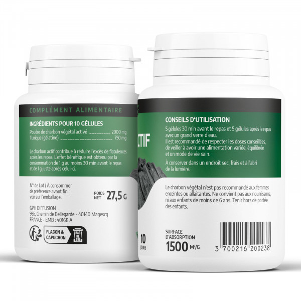 Charbon Végétal - 230 mg - 200 gélules