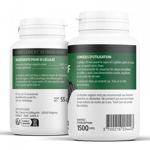 Charbon Végétal - 230 mg - 200 gélules