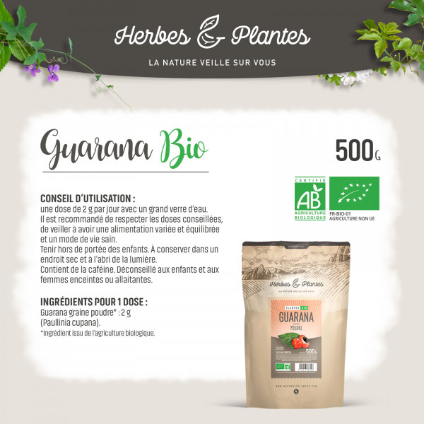 Guarana bio - 500gr de poudre