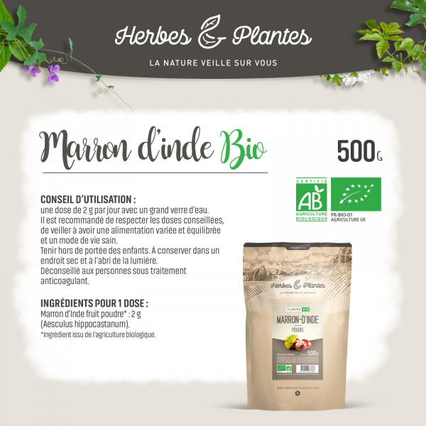 Marron d'Inde Bio - 500gr de poudre