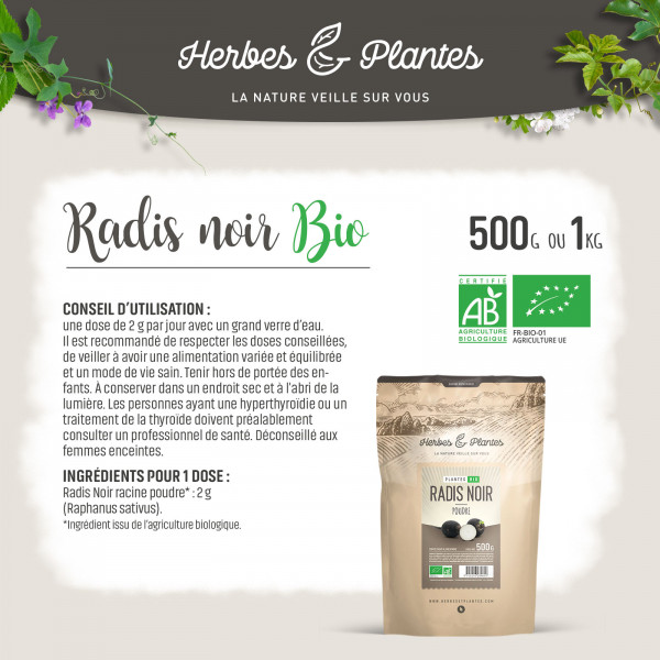 Radis Noir Bio en poudre - 500G