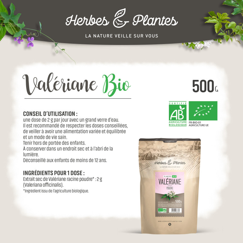 Poudre de Valriane Bio (extrait) - 500gr