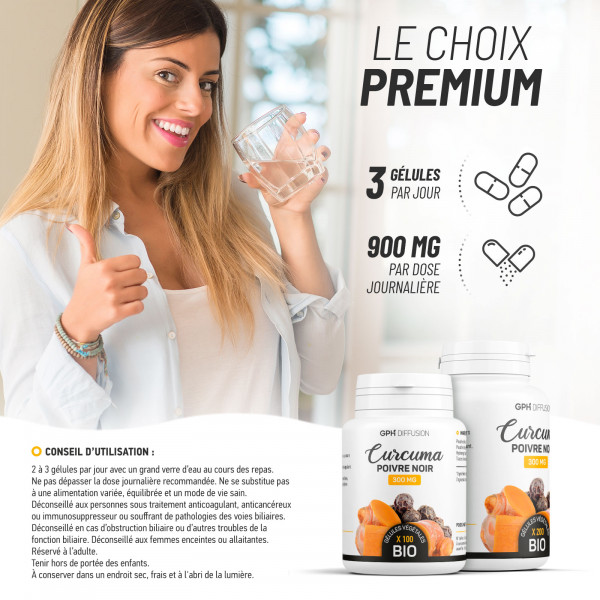 Curcuma Bio et Poivre Noir Bio - 300 mg - 200 gélules végétales