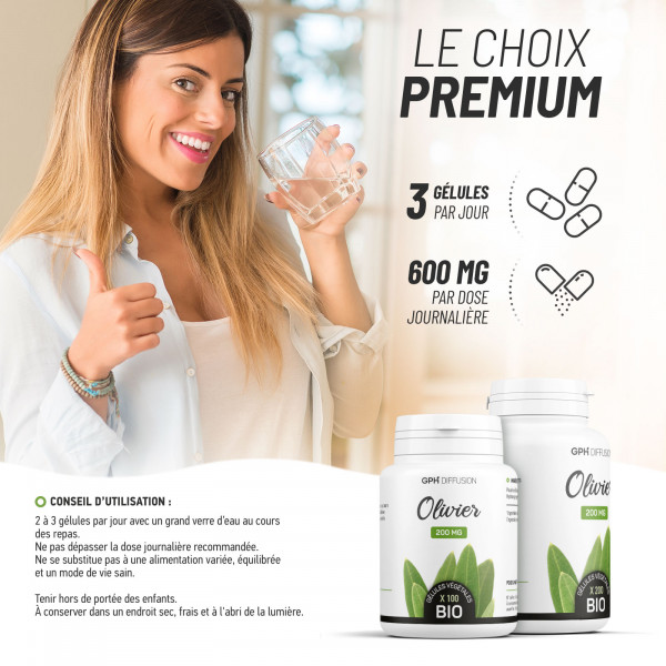 Olivier feuille biologique 200 mg