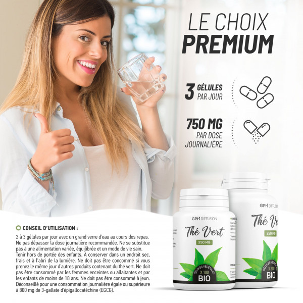 thé vert 200 gélules végétales à 250mg