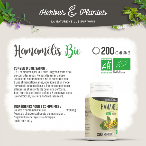 Hamamélis Bio - 400 mg - 200 comprimés - H&P