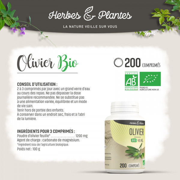 Olivier Bio - 400 mg - 200 comprimés - H&P