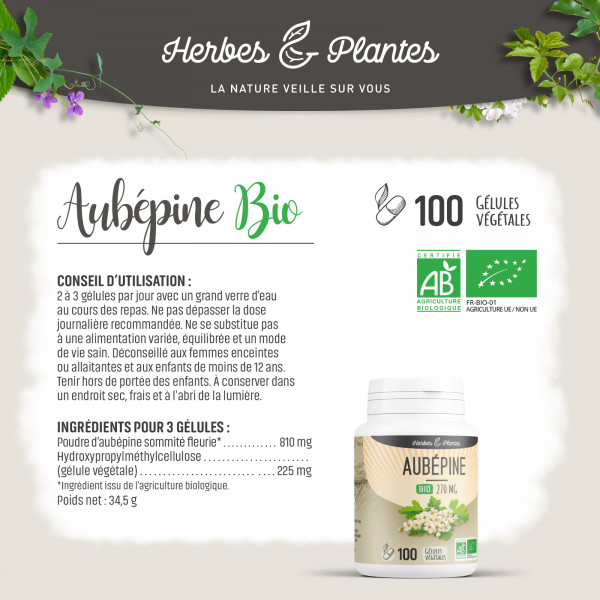 Aubépine Bio - 270 mg - Gélules végétales