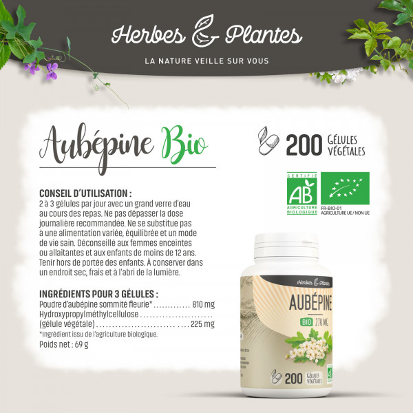 Aubépine Bio - 270 mg - Gélules végétales