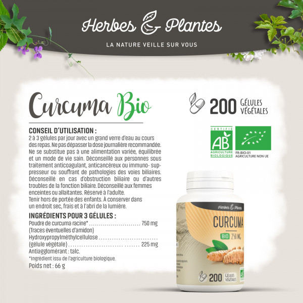 Curcuma Bio - 250 mg - Gélules végétales