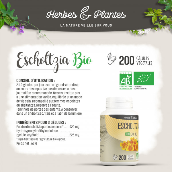 Escholtzia Bio - 240 mg - Gélules végétales